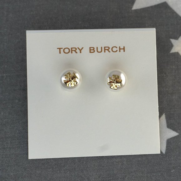Tory Burch Evie Crystal Pearl Stud Earrings (Brand New with Dust Bag) - Picture 3 of 5